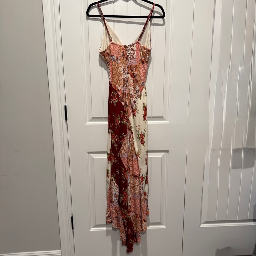 Sincerely Jules Burgundy and Cream Patchwork Floral Maxi Dress - Picture 8 of 12